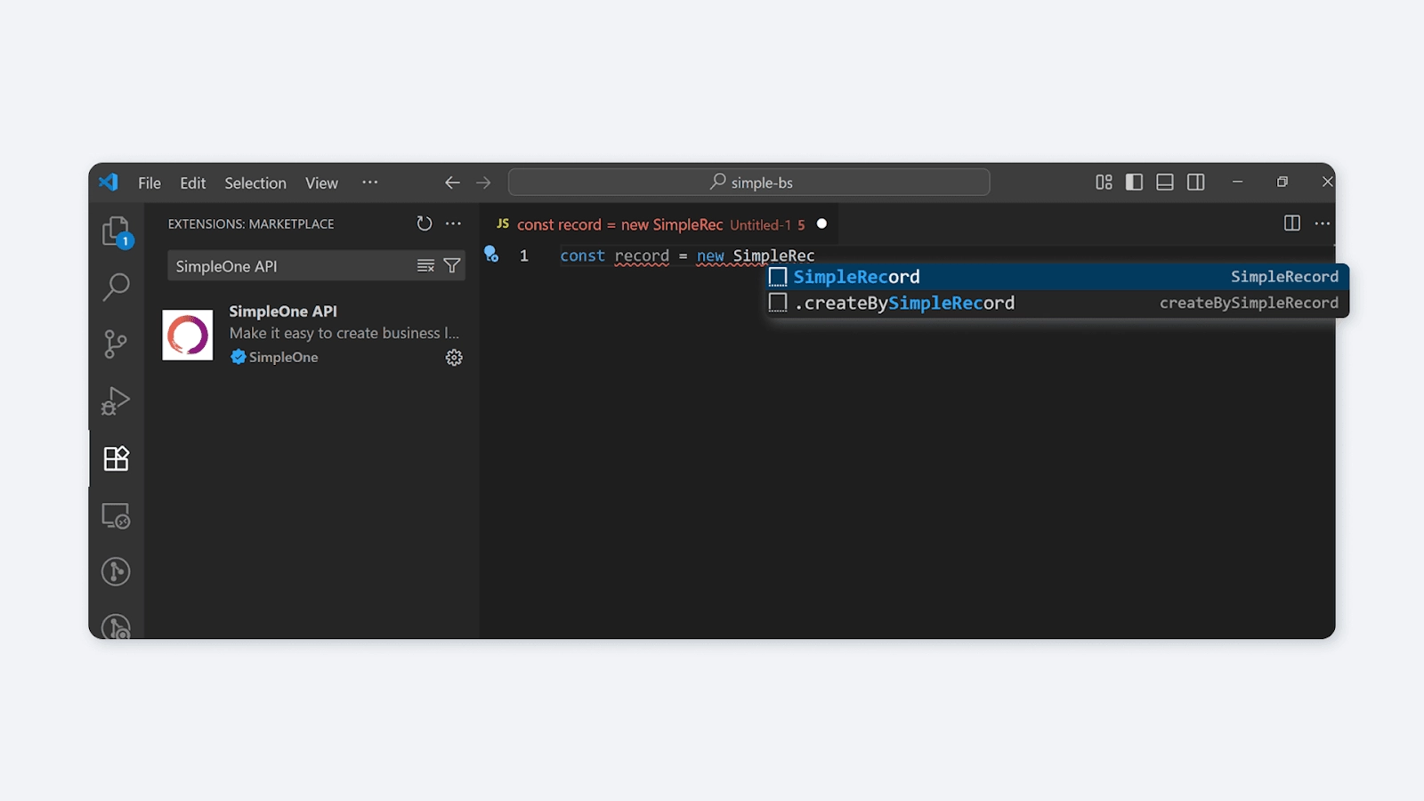 Подсказки синтаксиса SimpleOne API в IDE VS Code Подсказки синтаксиса SimpleOne API в IDE VS Code